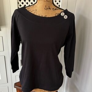 Casual or dress up black 3 quarter sleeve black top